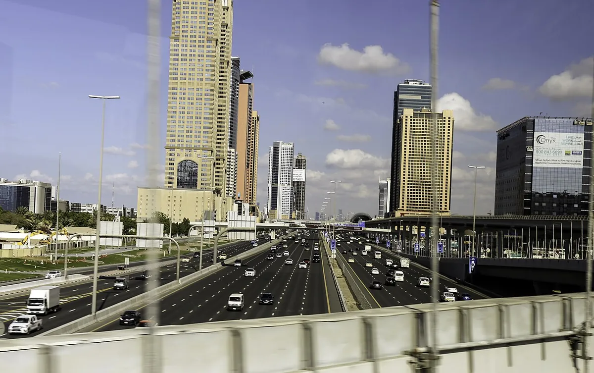 Driving on Sheikh Zayed Road, Dubai